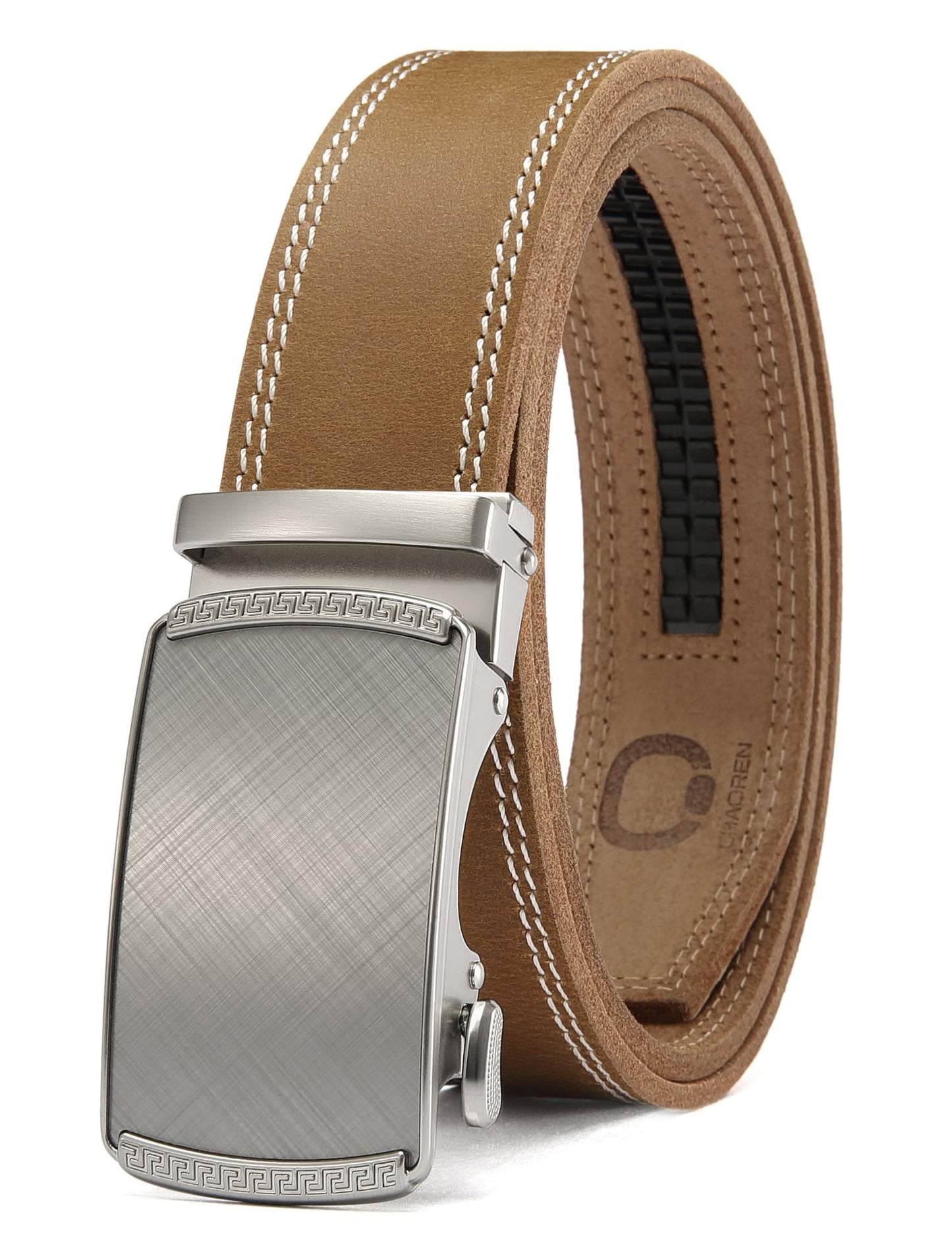 HOTCHAOREN Mens Belt Leather Ratchet Belt - Customizable Fit, Effortless Style (35mm)