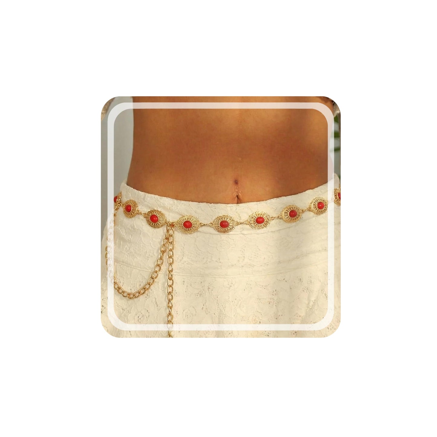 HOTRINHOO Metal Waist Chain Belt for Women Cowgirl Chain Concho Belts for Dresses Jeans Country Concert Outfit