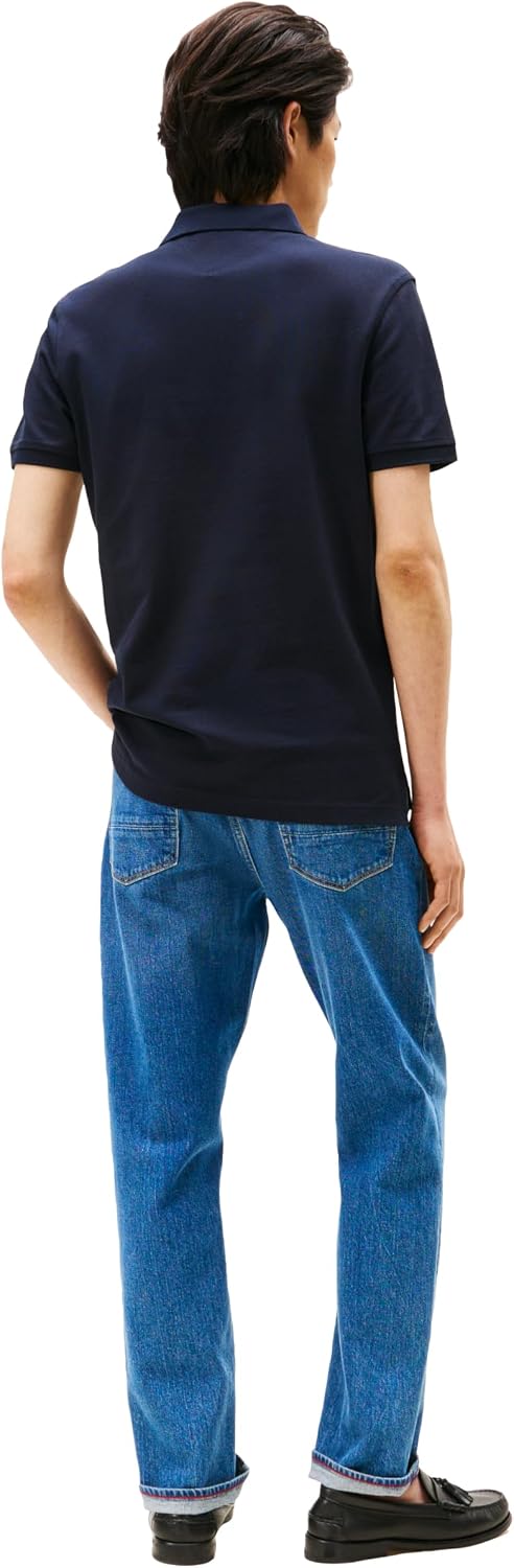 HOTTommy Hilfiger Men's Short Sleeve Polo Shirts in Slim Fit with Stretch and Organic Pique Cotton