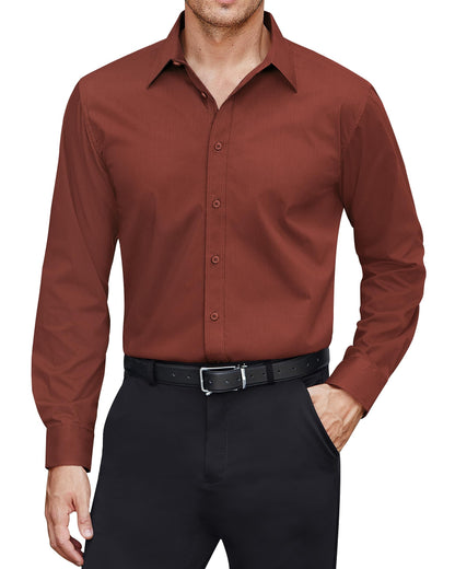 HOTJ.VER Men's Dress Shirts Stretch Stain Shield Long Sleeve Solid Formal Shirt Business Casual Button Down Shirts