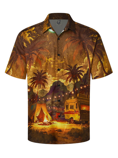 HOTHardaddy Men's Hawaiian Shirt Short Sleeves Coconut Printed Button Down Summer Beach Casual Shirts