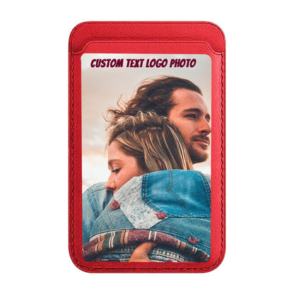 HOTCustom Leather Wallet for iPhone 16/15/14/13/12 Pro/Max/Plus/Mini Phone & Magnetic Case, Customizable Photo Text Words DIY Gift for Mens Ladies,RFID Card Holder with MagSafe Magnet Closure,Navy