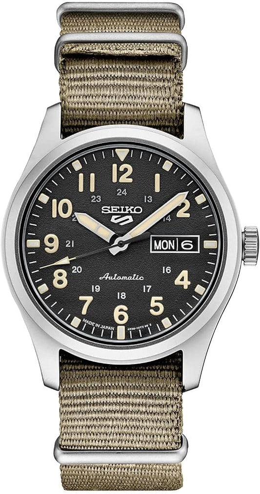 HOTSeiko Men's SRPG35 Watch, Black Dial, 41-Hour Power Reserve, Stainless Steel Case, Nylon Strap, Water-Resistant