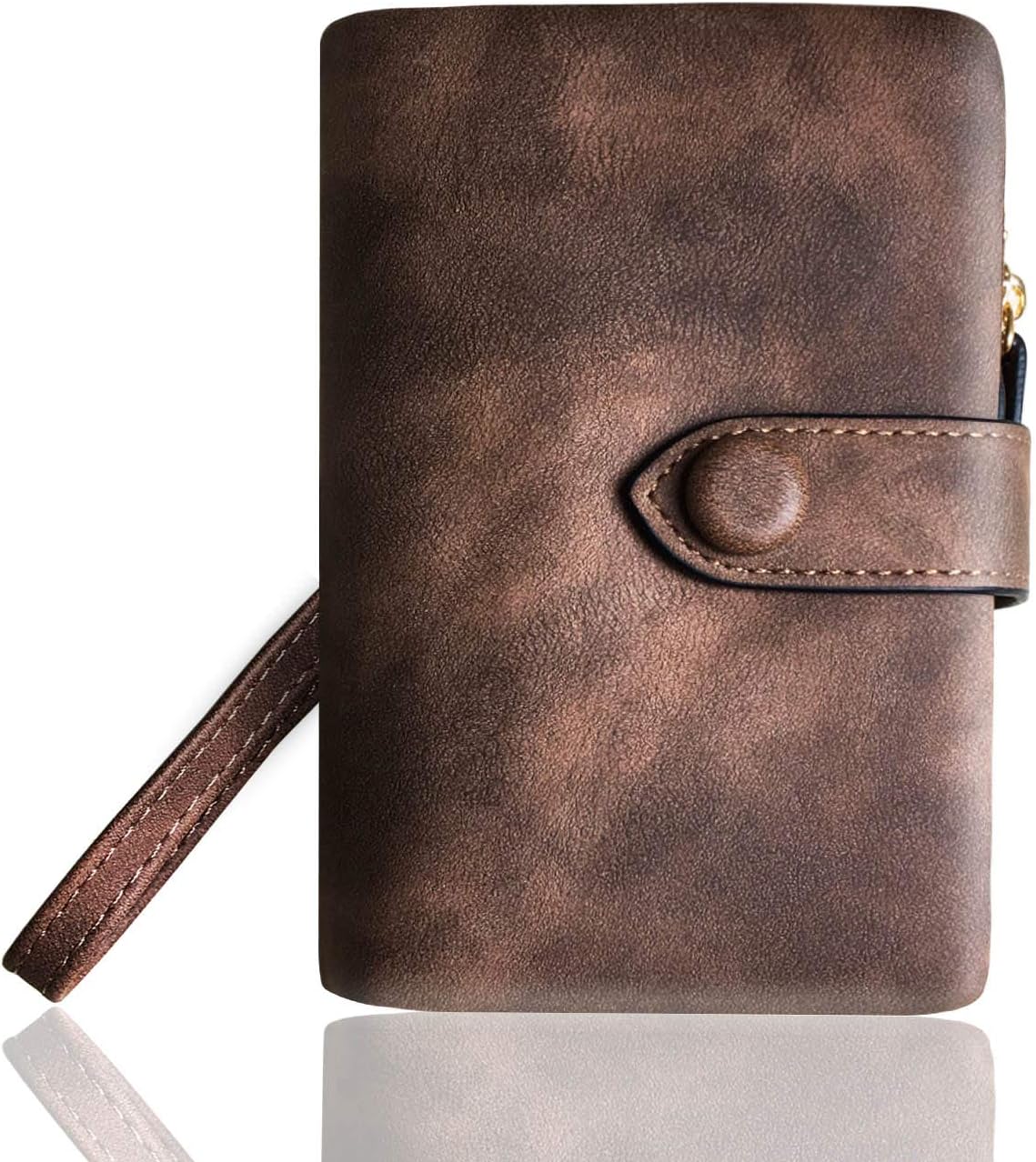 HOTAOXONEL Women's Small Bifold Leather wallet Rfid blocking Ladies Wristlet with Card holder id window Coin Purse