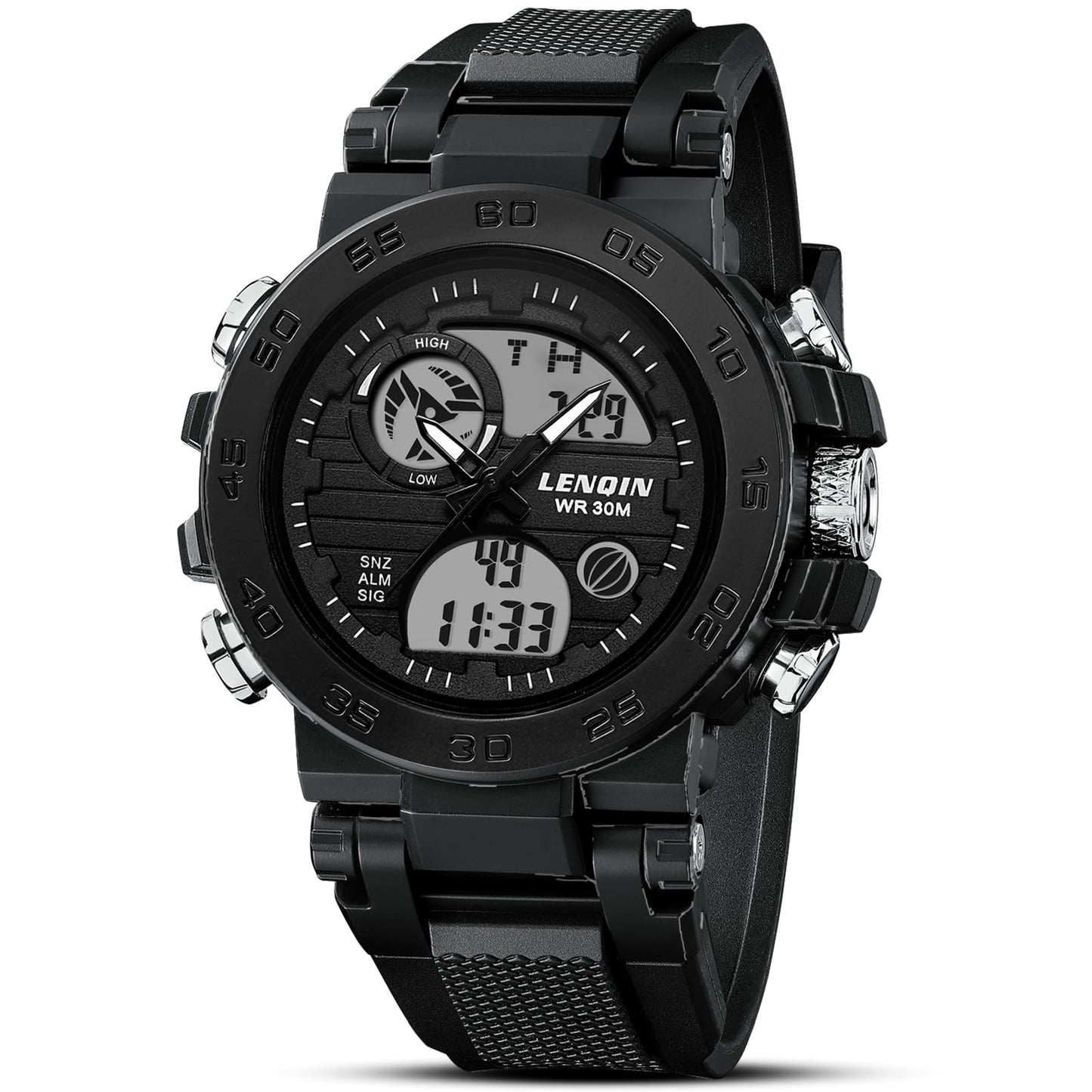HOTLN LENQIN Mens Watches Digital Military Watch for Men Stopwatch Army Survival Tactical Sports Outdoor Big Face Waterproof Men's Wrist Watches with LED Backlight/Timer/Alarm/Date