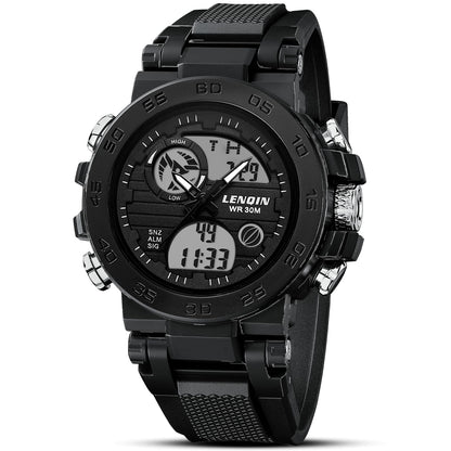 HOTLN LENQIN Mens Watches Digital Military Watch for Men Stopwatch Army Survival Tactical Sports Outdoor Big Face Waterproof Men's Wrist Watches with LED Backlight/Timer/Alarm/Date