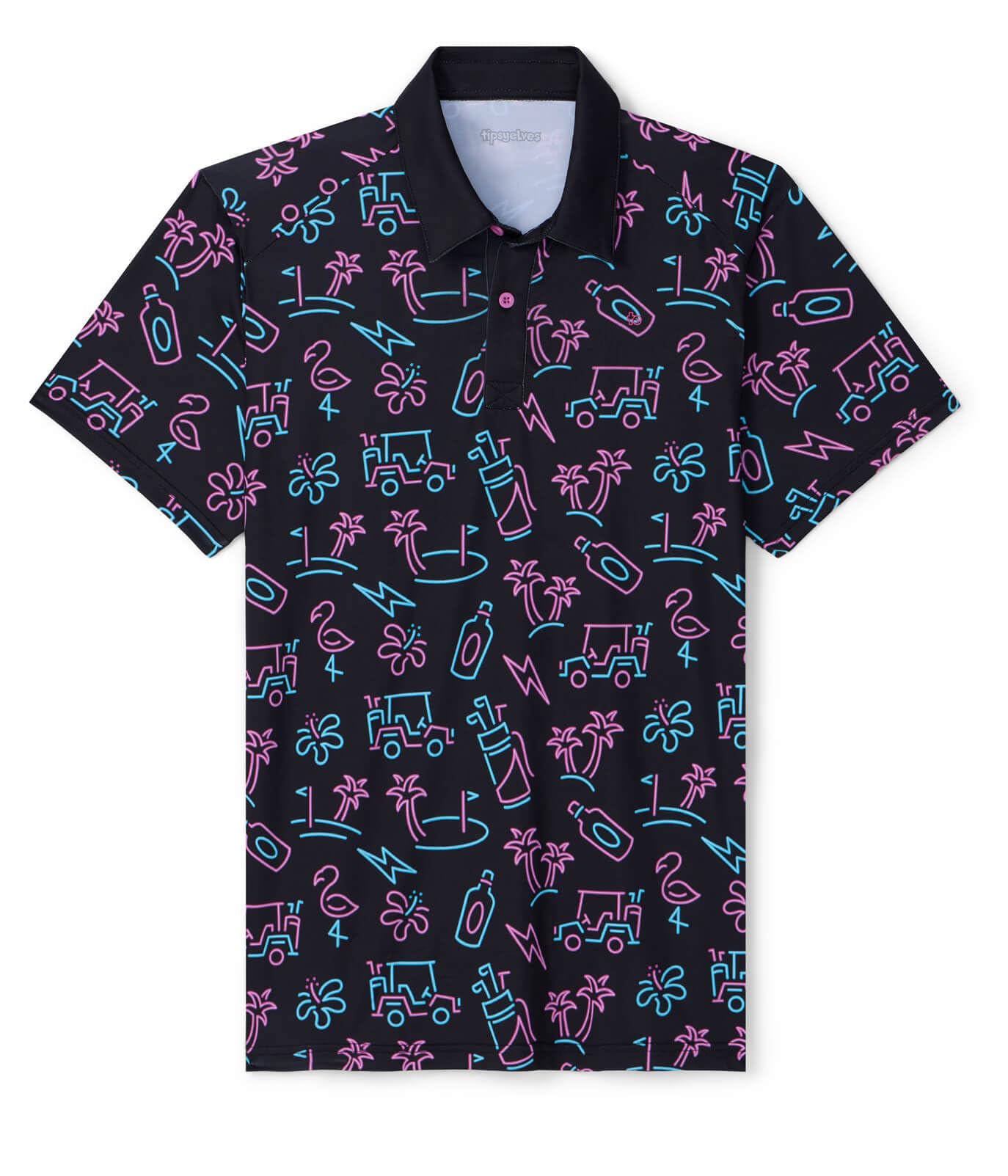 HOTTipsy Elves Men’s Golf Polo Shirt - Moisture Wicking, Stretch Fabric, Athletic Fit - Performance Polo