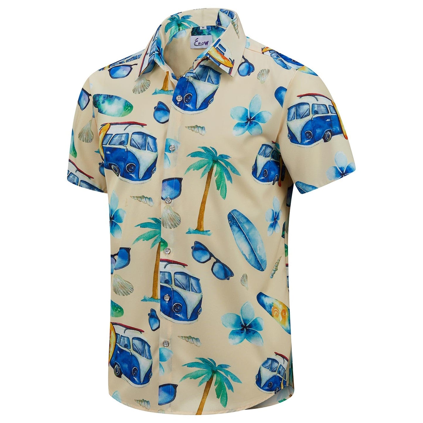 HOTEUOW Men's Hawaiian Shirt Short Sleeve Printed Button Down Beach Shirts