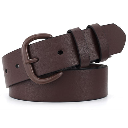 HOTWHIPPY Women Leather Belt for Jeans Pants Dresses Black Ladies Waist Belt with Pin Buckle