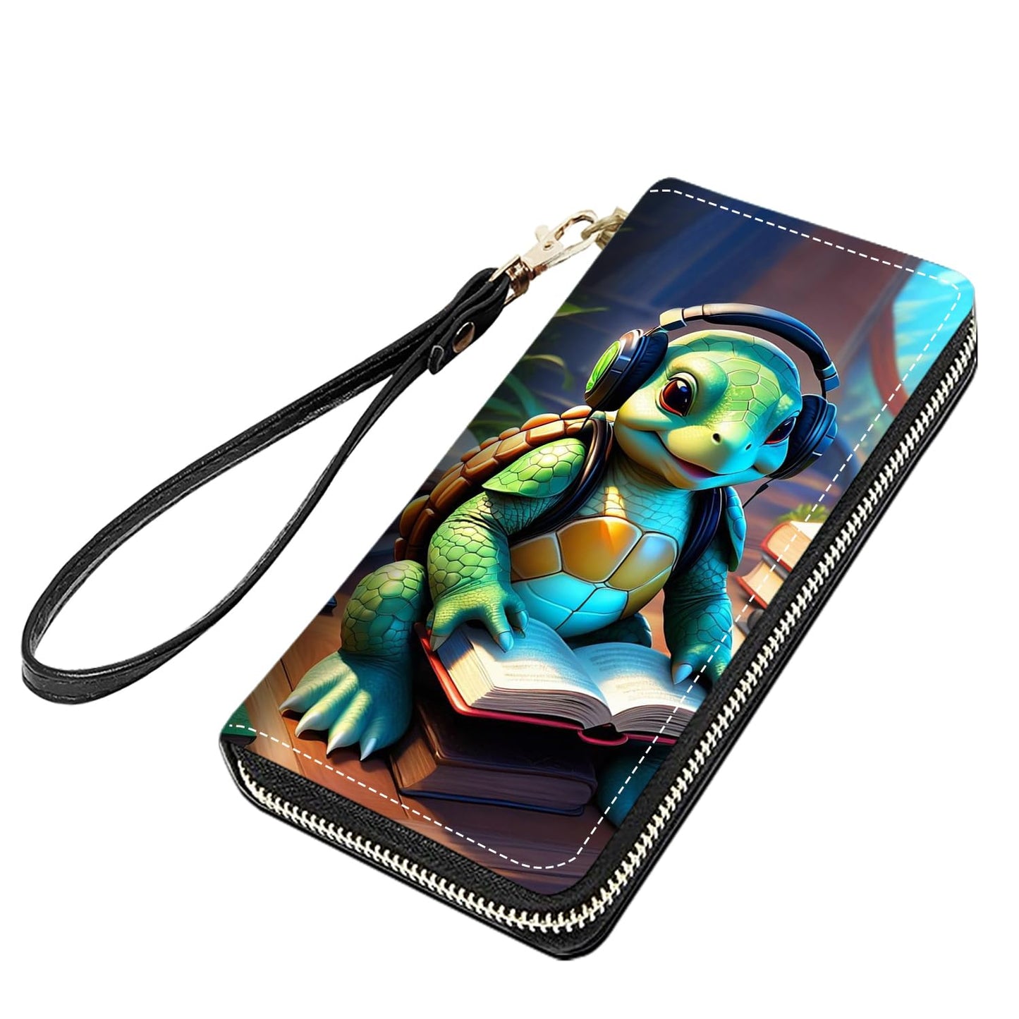 HOTCute Sloth Print Women Large Capacity PU Leather Zip Around Wallet, Multifunctional Clutch Purse for Cash/Card/Coin/Smart Phone