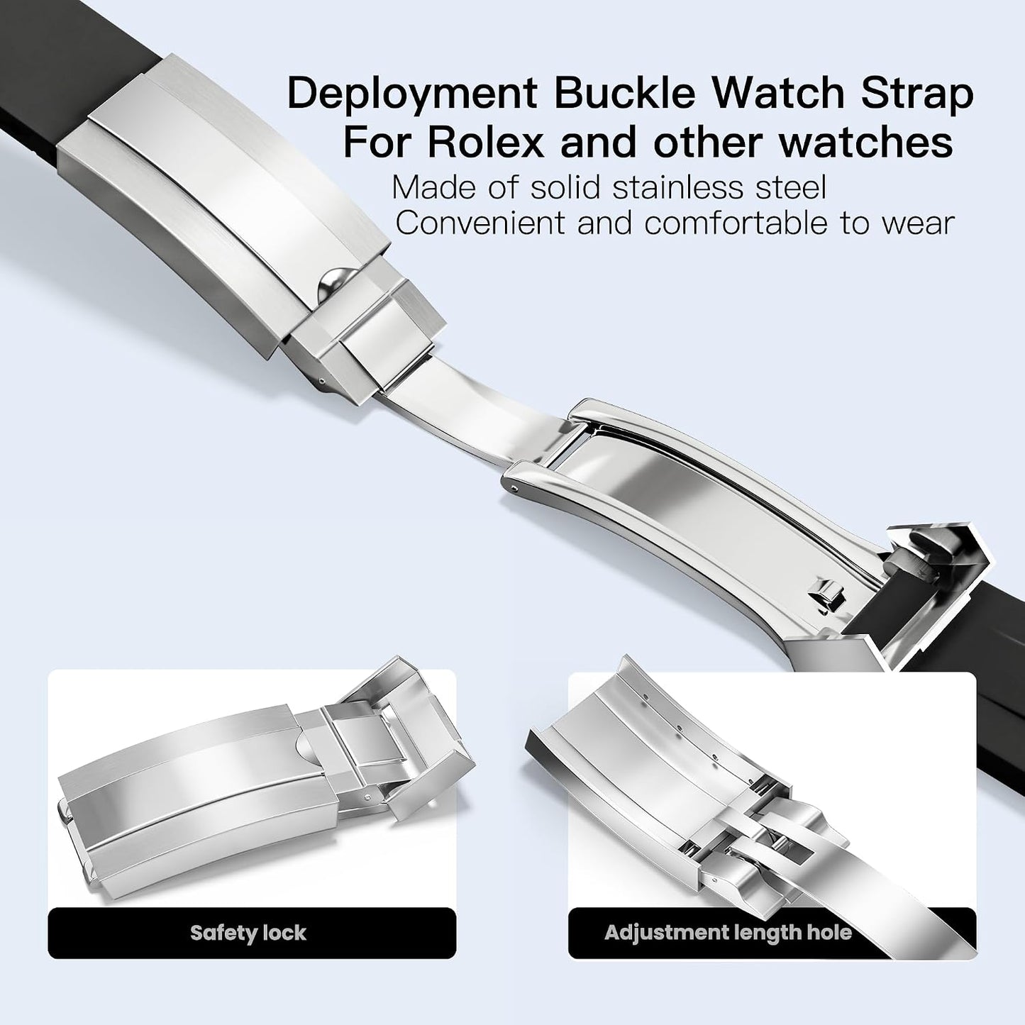 HOT20mm Watch Band for Rolex Rubber Strap 20mm for Men & Women Watches-Replacement Curved Lug End Watch Strap Colors:Black, Blue,Green 20mm 21mm 22mm