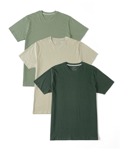 HOTComfneat Men's 3-Pack Lightweight T-Shirts Cotton Crew Neck Regular Fit Solid Tee