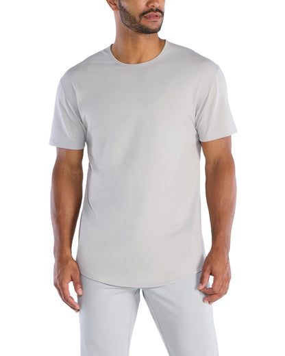 HOTBYLT Mens Drop-Cut Men's T Shirt, Slim Fit Plain Tshirts for Men, Drop Cut Basic Crewneck Tee, Wrinkle Resistant, Stretch Fit