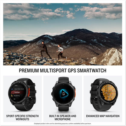HOTGarmin fēnix® 8 – 47mm, AMOLED, Premium Multisport GPS Smartwatch, Long-Lasting Battery Life, Dive-Rated, Built-in LED Flashlight, Slate Gray with Black Band | LED Flashlight, Dive-Rated, Speaker and Mic, 32GB, Slate Gray and Black Band