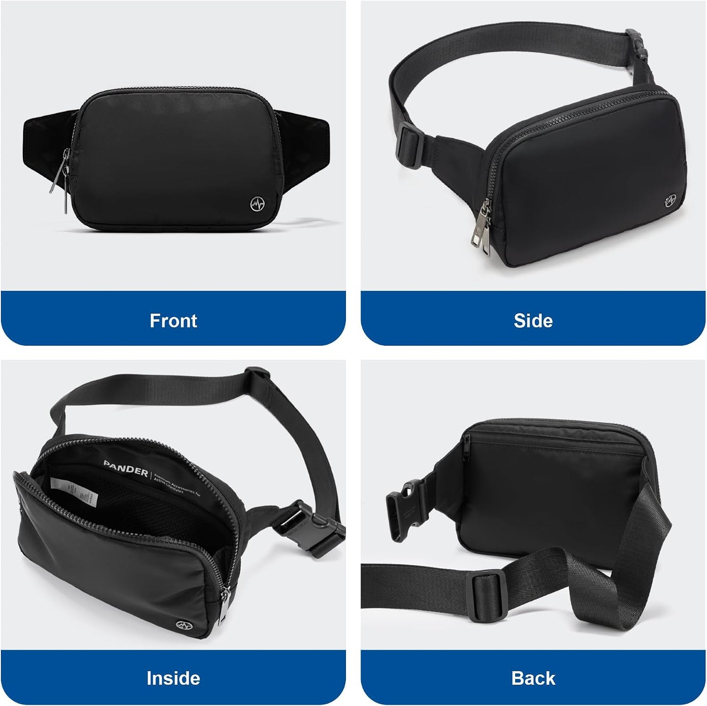HOTPander Belt Bag Large 2L, Nylon Fanny Pack Purse for Women and Men with Adjustable Strap