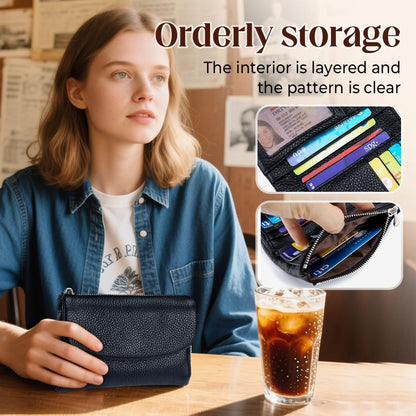 HOTLECDOA Unisex Pebble Leather Wallet, Short Genuine Leather Coin and Card Wallet, Small Wallets for Women, Suitable for Coins and Cards (#15)