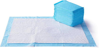 HOTAmazon Basics Super Absorbent Dog and Puppy Potty Pads, Leak-Proof 5-Layer Design with Quick-Dry Surface for Housebreaking, Heavy Duty Absorbency, X-Large, 28 x 34 Inch, Blue & White, 25-Pack
