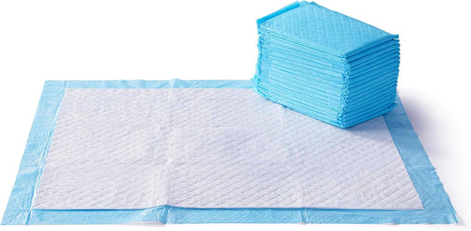 HOTAmazon Basics Super Absorbent Dog and Puppy Potty Pads, Leak-Proof 5-Layer Design with Quick-Dry Surface for Housebreaking, Heavy Duty Absorbency, X-Large, 28 x 34 Inch, Blue & White, 25-Pack