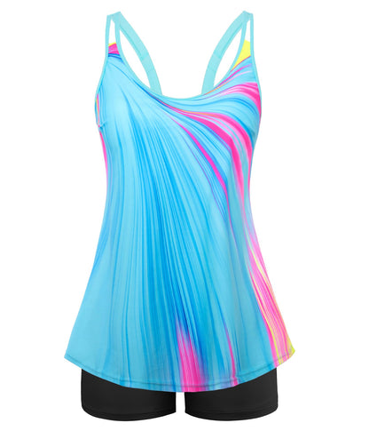 HOTArolina Tankini Swimsuits for Women Tummy Control Two Piece Bathing Suits Flowy Swim Tops with Boy Shorts