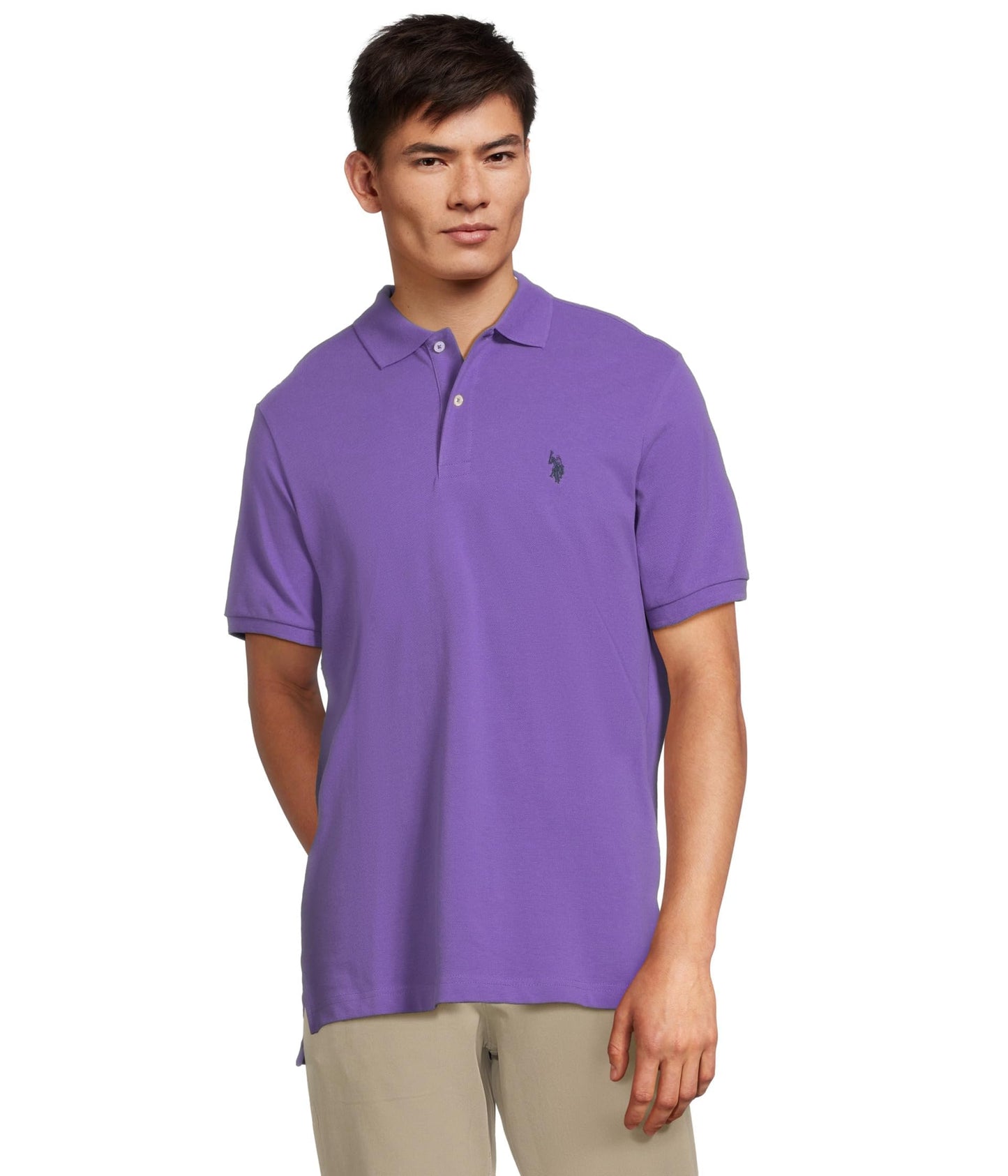 HOTU.S. Polo Assn. Men's Classic Polo Shirt, Two-Button Closure Pique Polo Shirt, Summer Fashion Golf Shirt | Two-Button Closure Pique Polo Shirt, Summer Fashion Golf Shirt