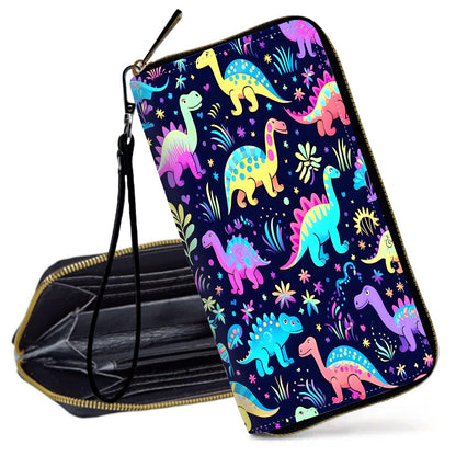 HOTRFID Blocking Wristlet Wallet for Women, Slim PU Leather Clutch Purse with Zipper, Small Credit Card Holder with Wrist Strap, Travel Zip Wallet for Ladies,Colorful alien UFO