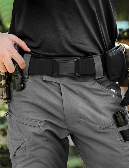 HOTJUKMO Men's Stretch Tactical Belt, 1.5" Elastic Nylon Web with Flip Buckle | Quick Release Belt for Military Work Rigger Hiking