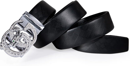 HOTDubulle Designer Mens Belts, Sliding Automatic Buckle Ratchet Dress Belt TOP Genuine Leather Strap Gifts