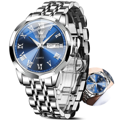 HOTOLEVS Classic Men Watches with Date,Stainless Steel Man Watch with Date, Bussiness Watches for Men,Luminous Quartz Mens Watches Black/White/Blue/Gold, Waterproof Male Watch with Week