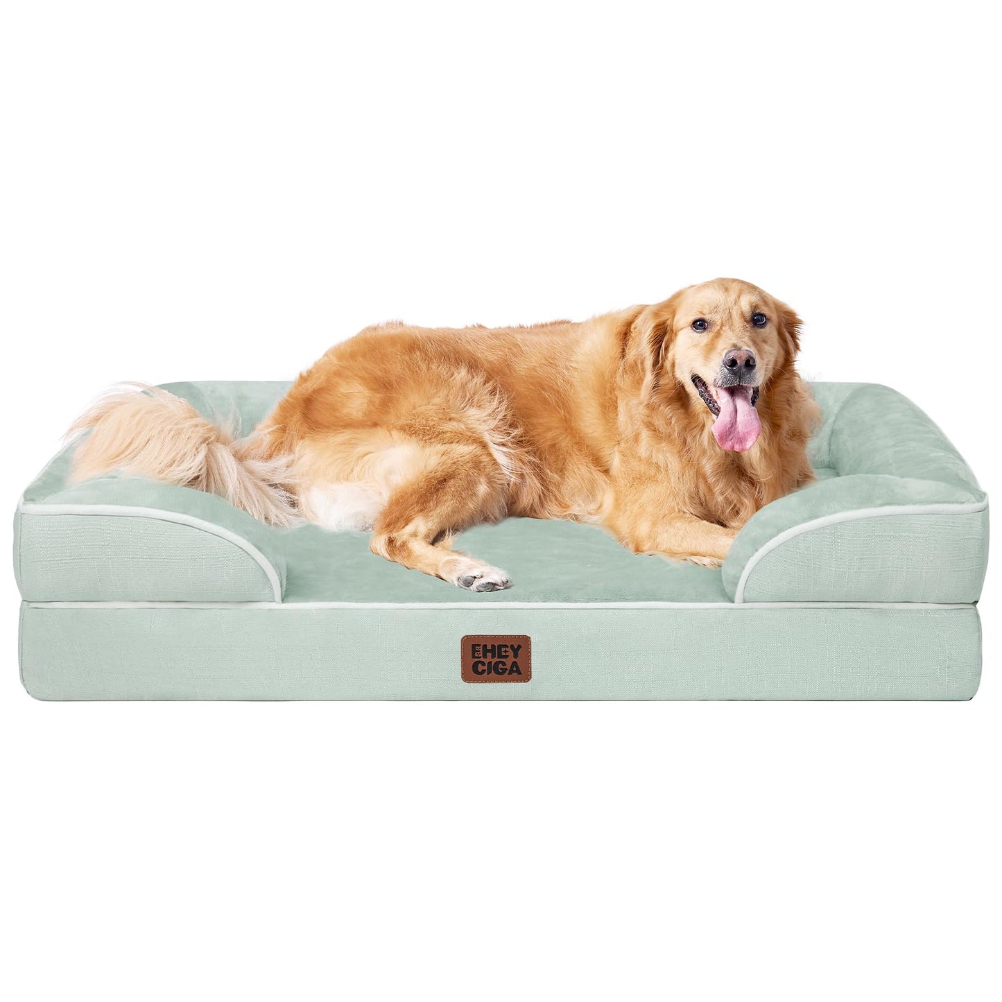 HOTEHEYCIGA Orthopedic Dog Beds for Extra Large Dogs 44x32Inch, Polyurethane Foam XL Pet Bed with Sides, Non-Slip and Egg-Crate Foam Big Dog Couch Bed with Washable Removable Cover, Grey