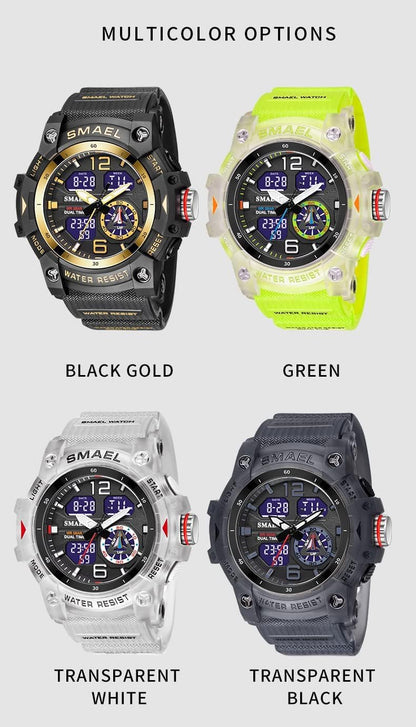 HOTGosasa Men's Large Face Outdoor Sports Watches Military S-Shock Watch Waterproof, Backlight, Alarm, Stopwatch Features - Rugged Wristwatch for Training, Hiking, and Adventure
