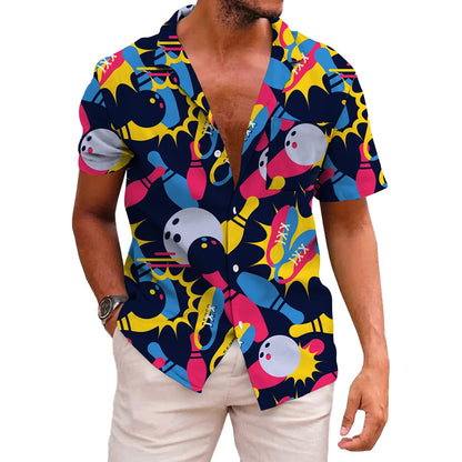 HOTKYKU Funky Hawaiian Shirt for Men Palm Beach Shirts Tropical Vacation Clothes