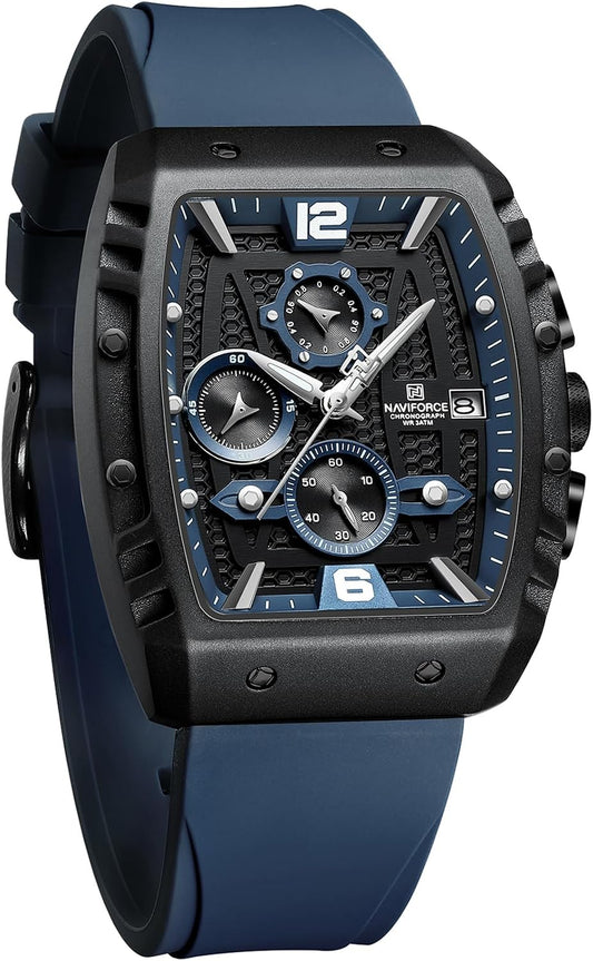 HOTNAVIFORCE Men Quartz Watch Auto Date Week Business Dress Analog Wrist Watches