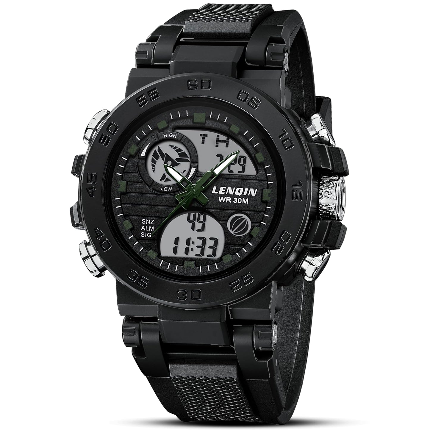 HOTLN LENQIN Mens Watches Digital Military Watch for Men Stopwatch Army Survival Tactical Sports Outdoor Big Face Waterproof Men's Wrist Watches with LED Backlight/Timer/Alarm/Date