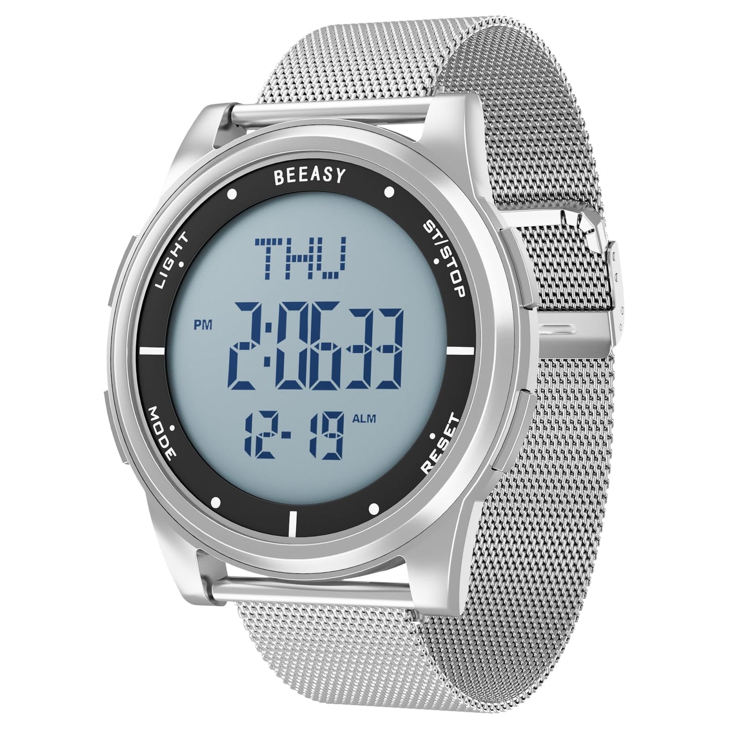 HOTBeeasy Digital Watch for Men Women, 50M Waterproof, Ultra-Thin & Lightweight, 44mm Silicone Sports Watch with Alarm, Stopwatch, Countdown, Ideal for Gym, Running, School, Daily Wear