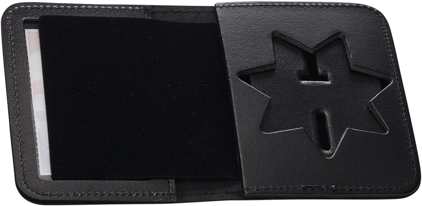 HOTPerfect Fit Shield Wallets 7 Point Star San Francisco Corrections Arizona | Style Badge and ID Case Bi-Fold Hidden Badge Wallet (Cutout PF-382) Black Leather