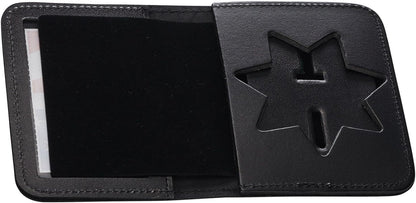 HOTPerfect Fit Shield Wallets 7 Point Star San Francisco Corrections Arizona | Style Badge and ID Case Bi-Fold Hidden Badge Wallet (Cutout PF-382) Black Leather
