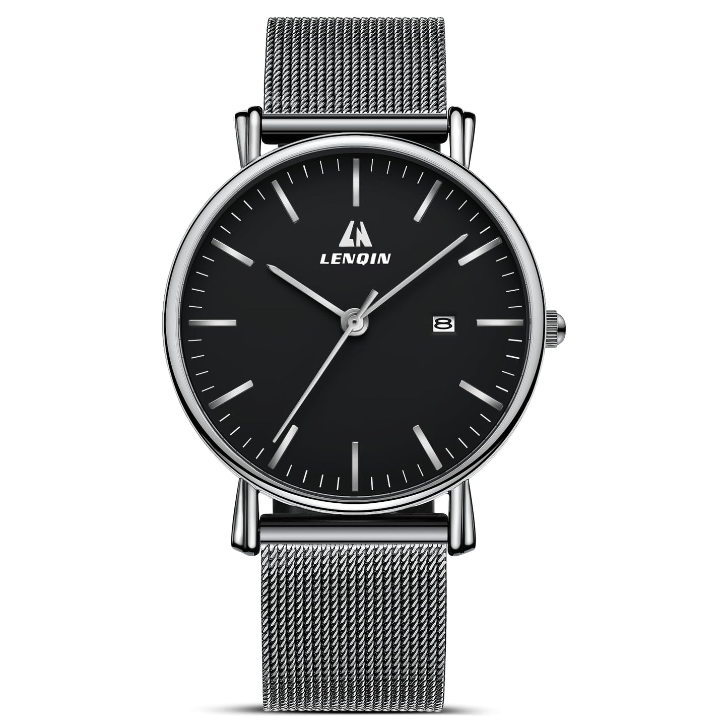 HOTLN LENQIN Mens Watches Waterproof Stainless Steel Watch for Men Analog Quartz Fashion Business Designer Wristwatch