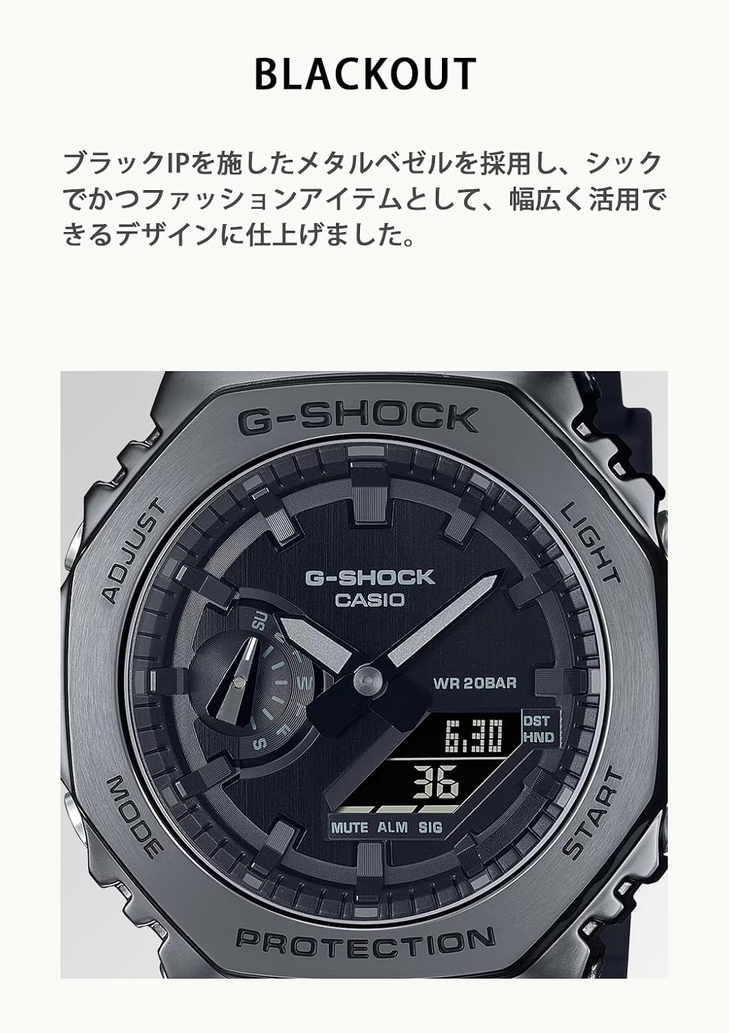 HOTCasio GM-2100BB-1AJF [G-Shock (G-Shock) Metal Covered Series Blackout] Watch Imported from Japan Feb 2023 Model, Black, Mens, Black, Modern