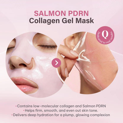 HOTQuasi Salmon PDRN Collagen Mask – Korean Skin care Gel Face Mask for Hydration, Firming & Smoothing Skincare, Collagen Boost & Pore Care – 4 Masks, Non-Irritating, Natural Ingredients