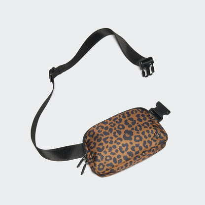 HOTPander Two Way Zipper Fanny Pack Nylon Everywhere Belt Bag for Women, Water Repellent Waist Packs, Crossbody Bags with Adjustable Strap (Midnight Leopard)