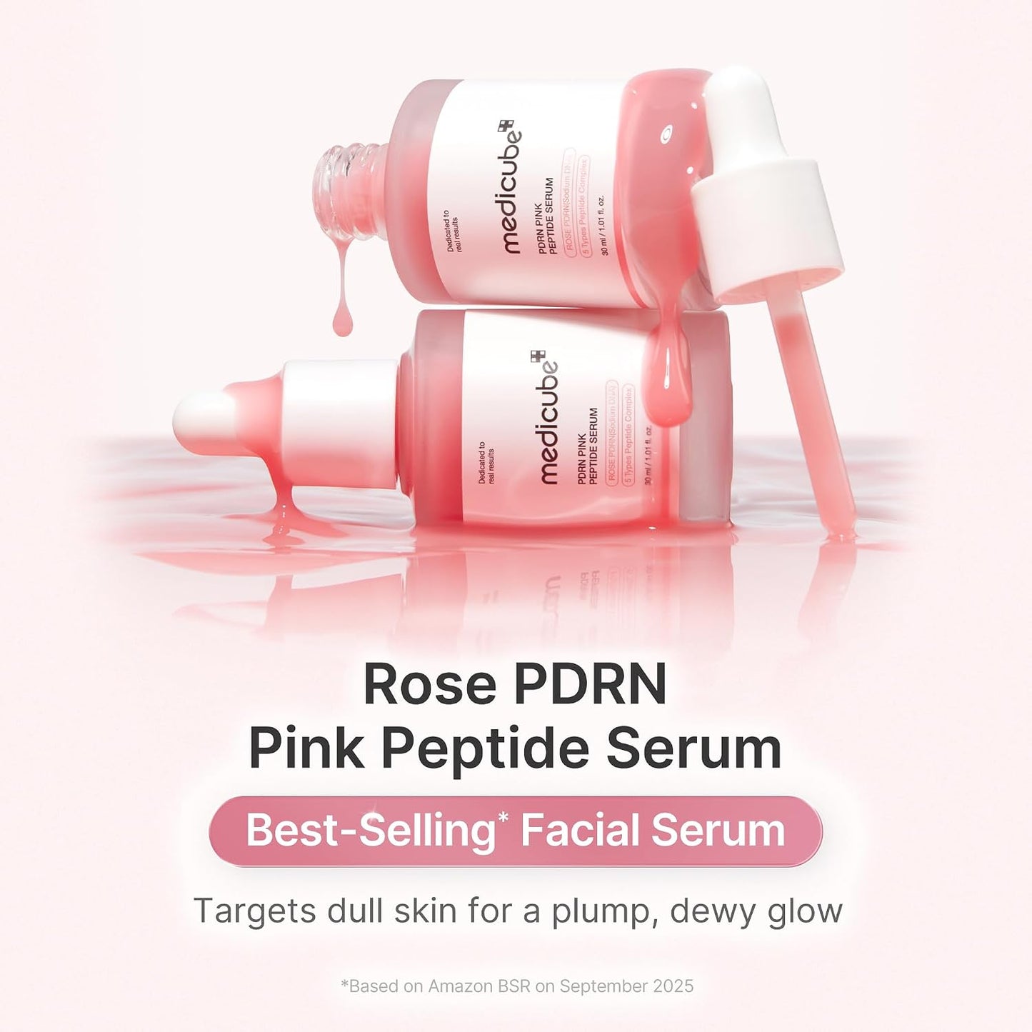 HOTmedicube PDRN Pink Peptide Serum with Rose PDRN | Vegan Pink Glow Serum with Peptides & Niacinamide for Hydration & Firm-Looking Skin | Uneven Tone Care | Korean Skincare, 1.01 fl. Oz