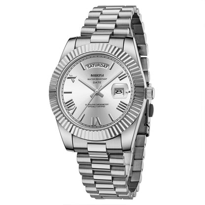 HOTNIBOSI Men Watches Analog Quartz Stainless Steel Rose Gold Silver Watches for Men Waterproof Business Classic Desiger Wrist Watch with Day Date
