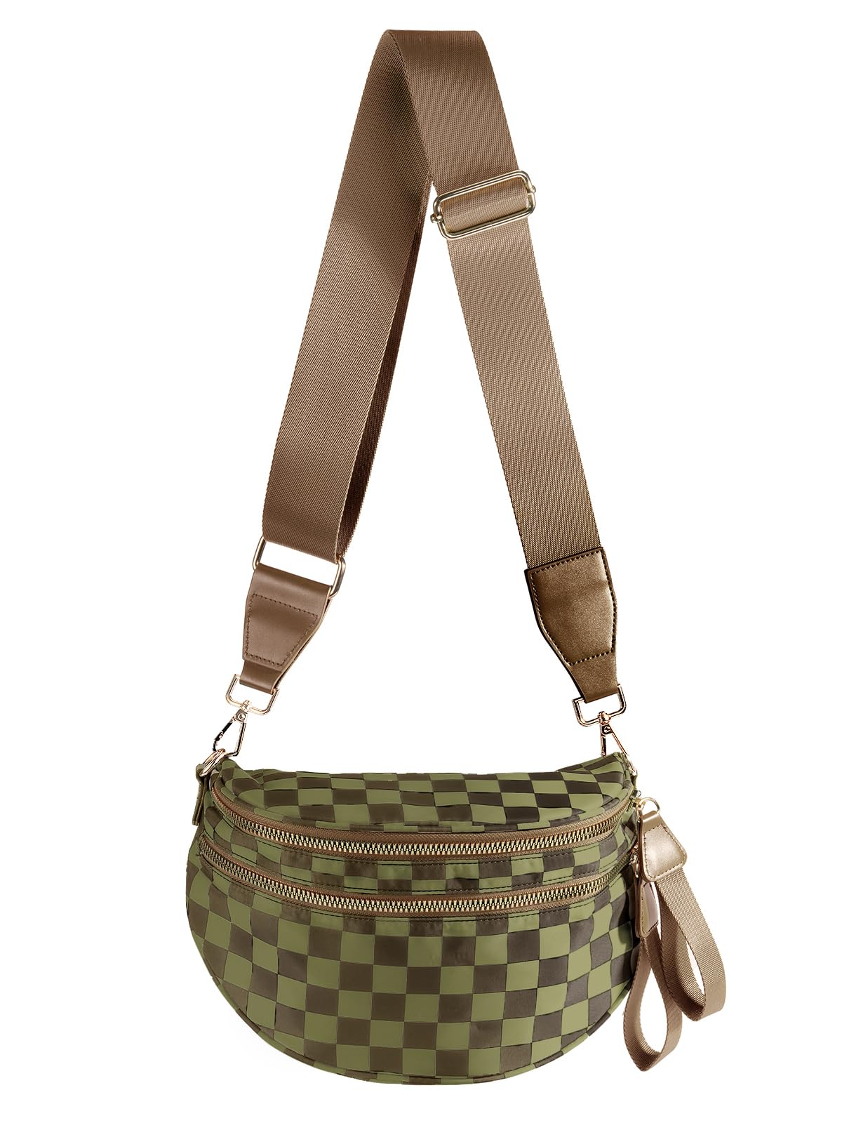 HOTBlack and White Checkered Crossbody Bag Bum Bag for Women,Spacious Checkered Purse Fanny Packs Belt Bag