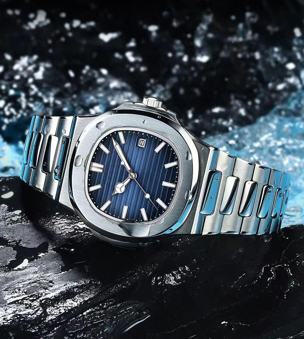HOTBESTKANG Men Quartz Movement Watch Waterproof Luminous Men's Watch, Stainless Steel Strap Business Watches