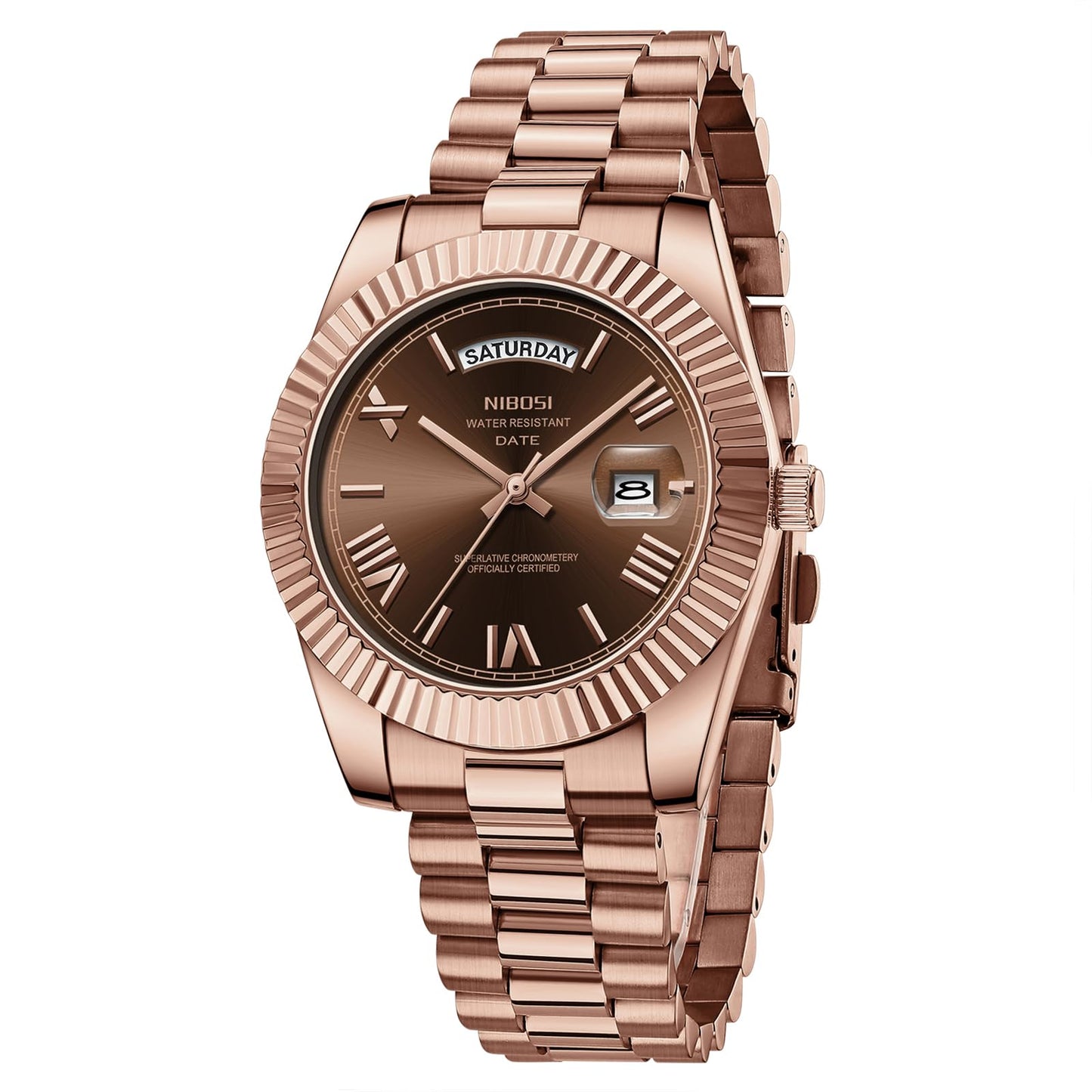 HOTNIBOSI Men Watches Analog Quartz Stainless Steel Rose Gold Silver Watches for Men Waterproof Business Classic Desiger Wrist Watch with Day Date