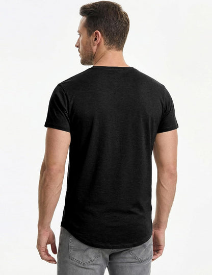 HOTJMIERR Mens 3 Pack Cotton Hipster Hip Hop Longline Crewneck T-Shirt