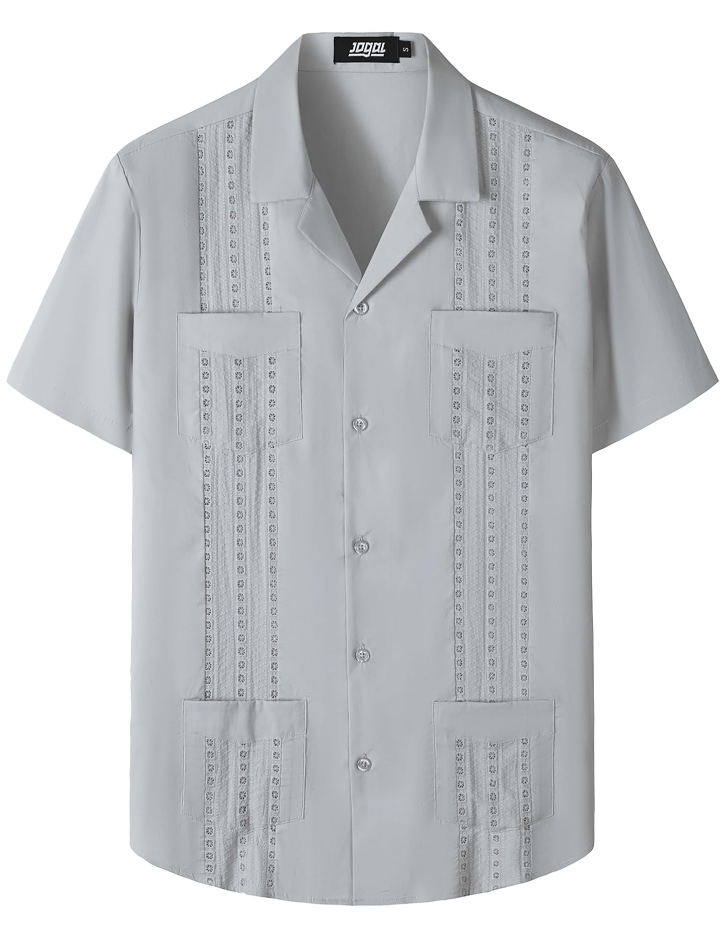 HOTJOGAL Mens Guayabera Shirts Cuban Short Sleeve Casual Button Down Beach Shirt