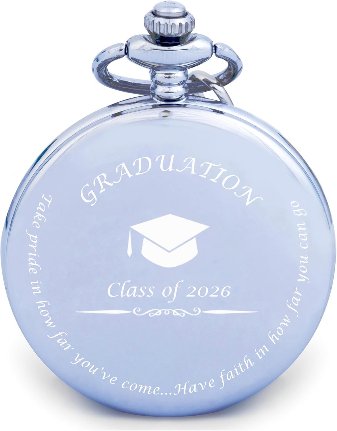 HOTFJ FREDERICK JAMES College Graduation Gift for Him 2026 - Silver Pocket Watch - Engraved ‘Class of 2026’ – Meaningful High School Grad Gifts for Boys/Son