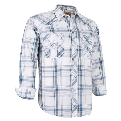 HOTCOEVALS CLUB Men's Western Pearl Snap Button Up Casual Cowboy Long Sleeve Two Pockets Work Shirts