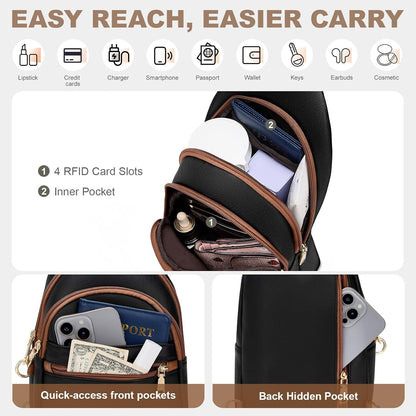 HOTSYTRAH Anti Theft Crossbody Bags for Women, RFID Sling Bag Travel Purse, RFID Cross Body Purses Chest Bag for Travel